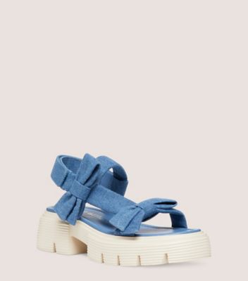 Stuart Weitzman,SOFIA NOLITA SANDAL,Denim,Leather,Rubber,Sandals,Bow,Casual,Blue,Side View
