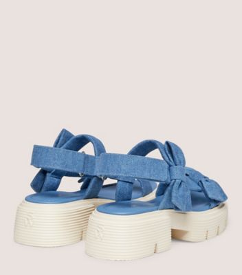 Stuart Weitzman,SOFIA NOLITA SANDAL,Denim,Leather,Rubber,Sandals,Bow,Casual,Blue,Back View