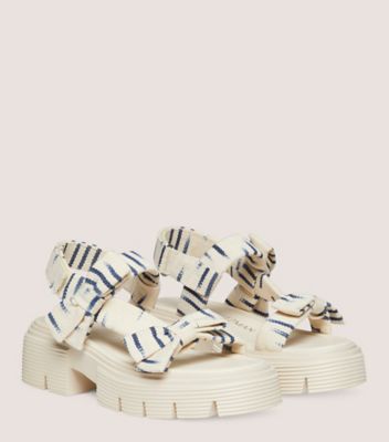 Stuart Weitzman,SOFIA NOLITA SANDAL,Woven,Leather,Rubber,Sandals,Bow,Casual,Cream,Angle View