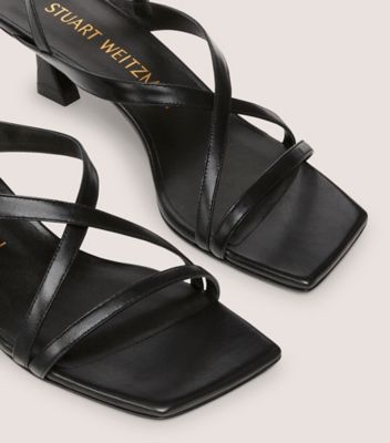 Stuart Weitzman,SANDALE À BRIDE ARRIÈRE OASIS 50,Sandal,Cuir nappa verni,Noir