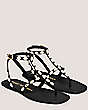 Stuart Weitzman,PEARLITA FLAT SANDAL,Sandal,Lacquered Nappa Leather,Black,Angle View