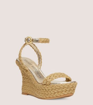 Stuart Weitzman,BRAIDA STRAP ESPADRILLE WEDGE,Beige,Side View