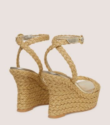 Stuart Weitzman,BRAIDA STRAP ESPADRILLE WEDGE,Beige,Back View
