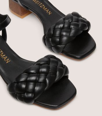 Stuart Weitzman,BRAIDA 35 SANDAL,Woven,Leather,Rubber,Nappa Leather,Sandals,Braided,Day Party,Black,Top View