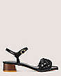 Stuart Weitzman,BRAIDA 35 SANDAL,Sandal,Lacquered nappa leather & wood,Black & walnut,Front View