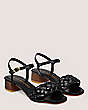Stuart Weitzman,BRAIDA 35 SANDAL,Sandal,Lacquered nappa leather & wood,Black & walnut,Angle View