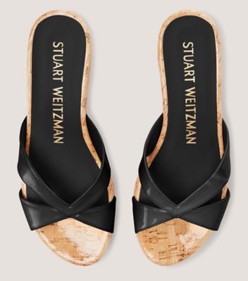 Stuart Weitzman,CARMEN PLATFORM SLIDE,Slide sandal,Patent leather,Black,Detailed View