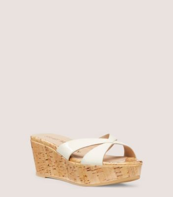 Stuart Weitzman,CARMEN PLATFORM SLIDE,Slide sandal,Patent leather,Seashell,Side View