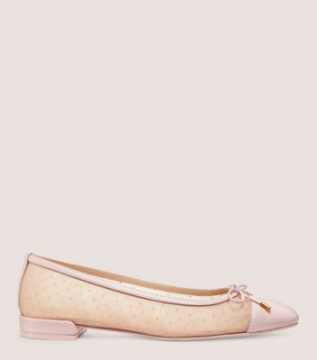 Stuart Weitzman,SLEEK BOW FLAT,Flat,Mesh & lacquered nappa leather,Rosewater & Ballet,Front View