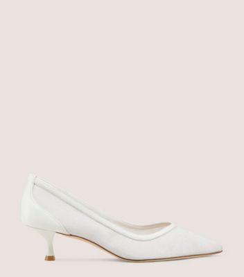 Stuart Weitzman,EVA 50 PUMP,Pump,Sparkle mesh & nappa leather,White,Front View