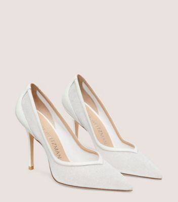 White pointed outlet toe heels