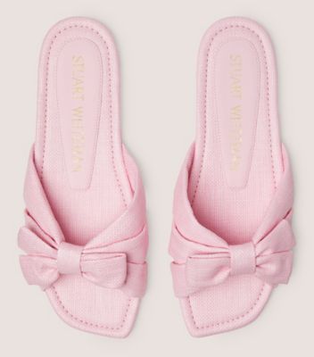 Stuart Weitzman,SOFIA SLIDE,Rubber,Slides,Bow,Casual,Pink