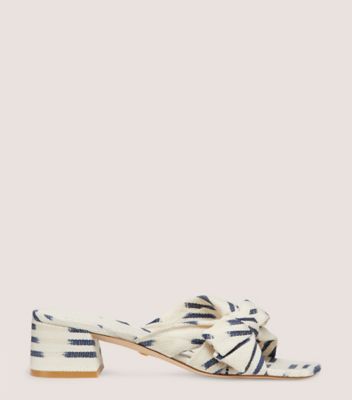 Stuart Weitzman,SANDALE MULE SOFIA 45,Slide,Tissu jacquard tissé ikat,Naturel et indigo,Front View