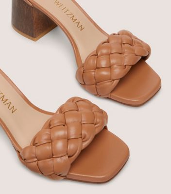 Stuart Weitzman,BRAIDA 75 SANDAL,Woven,Nappa Leather,Sandals,Braided,Day Party,Brown,Detailed View