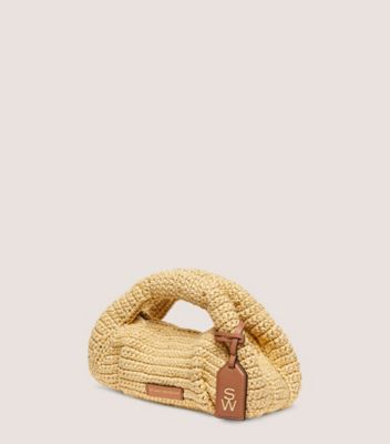 Stuart Weitzman,MODA MINI TOTE,Bag,Handwoven raffia,Natural & tan,Side View