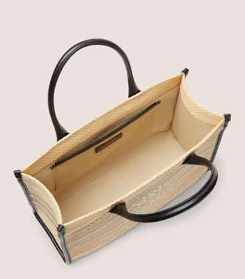 Stuart Weitzman,SW TOTE,Raffia,Tote,Piping,Casual,Beige