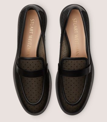 Stuart Weitzman,FLÂNEUR ÉLÉGANT PALMER,Loafer,Maille et cuir lisse,Noir