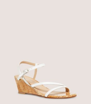 Stuart Weitzman,OASIS 50 WEDGE,Sandal,Patent leather,White,Side View