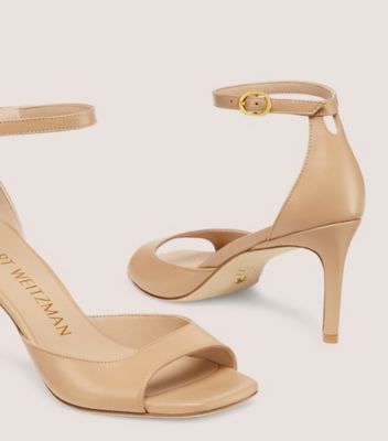 Stuart Weitzman,NUDISTIA 75 SANDAL,Sandal,Smooth Leather,Adobe Beige,Detailed View