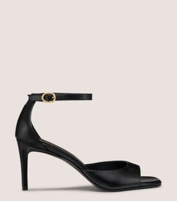 Stuart Weitzman,NUDISTIA 75 SANDAL,Sandal,Smooth Leather,Black,Front View