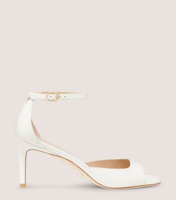 Stuart Weitzman,NUDISTIA 75 SANDAL,Leather,Sandals,Cocktail,White,Front View