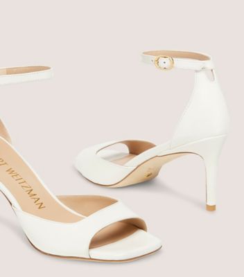 Stuart Weitzman,NUDISTIA 75 SANDAL,Leather,Sandals,Cocktail,White,Detailed View