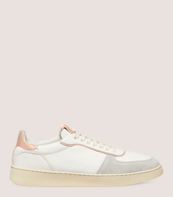 Stuart Weitzman,SW DERBY,Leather,Suede,Nappa Leather,Rubber,Casual,Perforated,Mixed Media,Color Block,Pull Tab,Casual,White,Front View