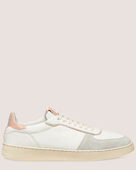 Stuart Weitzman,SW DERBY,Sneaker,Suede & nappa leather,Light Grey/White/Pink,Front View