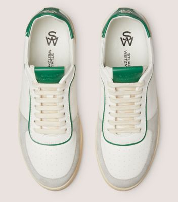 Stuart Weitzman,Sneaker,Suède et cuir nappa,Gris Pâle/Blanc/Vert,Top View