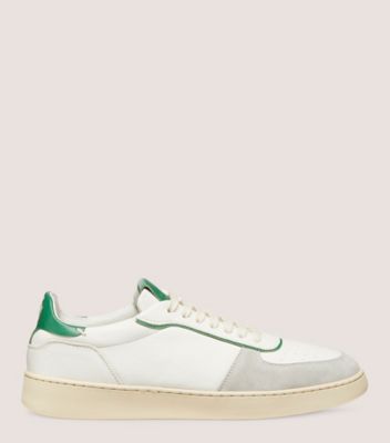 Stuart Weitzman,Sneaker,Suède et cuir nappa,Gris Pâle/Blanc/Vert,Front View