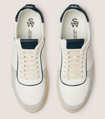 Stuart Weitzman,Sneaker,Suède et cuir nappa,Gris Pâle/Blanc/Bleu Ravissant,Top View