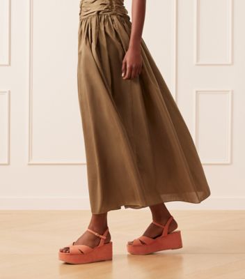 Stuart Weitzman,CARMEN MIDI WEDGE,Sandal,Suede,Terracotta