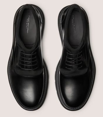 Stuart Weitzman,SW CLUB LA DERBY,Leather,Rubber,Derby Shoes,Padded Insole,Traction,Work,Black,Top View