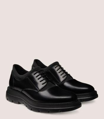 Stuart Weitzman,SW CLUB LA DERBY,Leather,Rubber,Derby Shoes,Padded Insole,Traction,Work,Black,Angle View