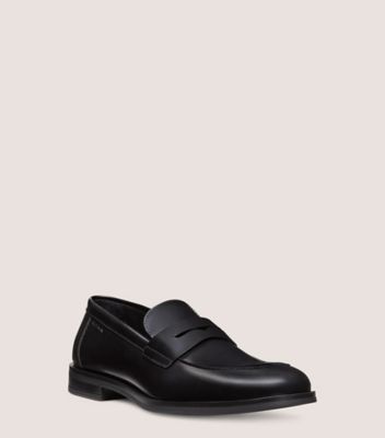 Stuart Weitzman,SW CLUB CLASSIC PENNY LOAFER,Loafer,Brushed Leather,Black,Side View