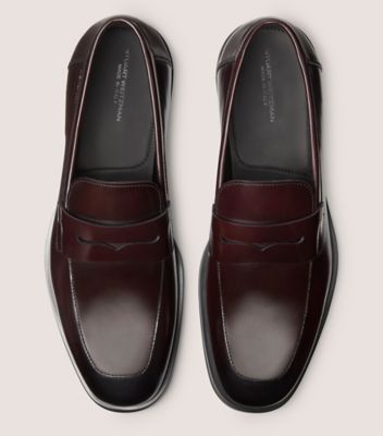Stuart Weitzman,SW CLUB CLASSIC PENNY LOAFER,Loafer,Brushed Leather,Burgundy,Top View