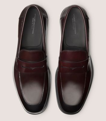 Stuart Weitzman,SW CLUB CLASSIC PENNY LOAFER,Leather,Rubber,Loafer,Penny Loafer,Padded Insole,Work,Brown,Top View