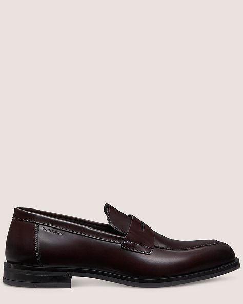 Stuart Weitzman,SW CLUB CLASSIC PENNY LOAFER,Loafer,Brushed Leather,Burgundy,Front View