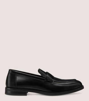 Stuart Weitzman,SW CLUB CLASSIC MOC,Leather,Rubber,Loafer,Penny Loafer,Padded Insole,Flexible,Work,Black,Front View