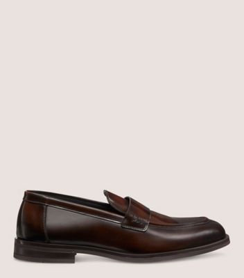 Stuart Weitzman,SW CLUB CLASSIC MOC,Leather,Rubber,Loafer,Penny Loafer,Padded Insole,Flexible,Work,Brown,Front View