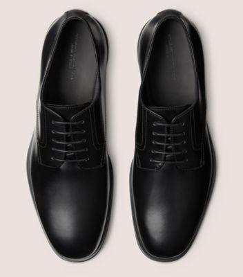 Stuart Weitzman,SW CLUB CLASSIC DERBY,Leather,Rubber,Derby Shoes,Flexible,Cushioned,Padded Insole,Work,Black,Top View