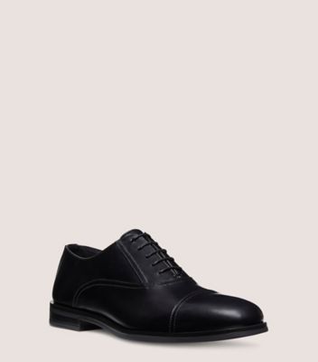 Stuart Weitzman,SW CLUB CLASSIC OXFORD,Leather,Rubber,Oxford,Logo,Flexible,Padded Insole,Work,Black,Side View