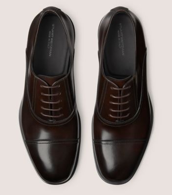 Stuart Weitzman,SW CLUB CLASSIC OXFORD,Leather,Rubber,Oxford,Logo,Flexible,Padded Insole,Work,Brown,Top View