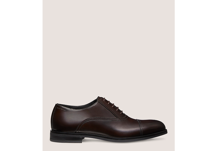 Stuart Weitzman,SW CLUB CLASSIC OXFORD,Oxford,Brushed Leather,Dark Brown,Front View
