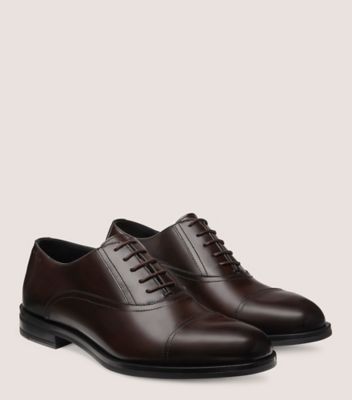 Stuart Weitzman,SW CLUB CLASSIC OXFORD,Oxford,Brushed Leather,Dark Brown,Angle View