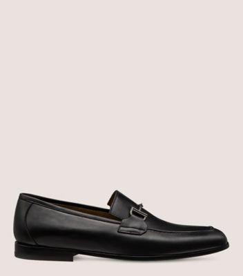 Stuart Weitzman,SW CLUB LUXEBIT LOAFER,Leather,Rubber,Loafer,Notched Embellishment,Metal,Padded Insole,Gunmetal,Work,Black