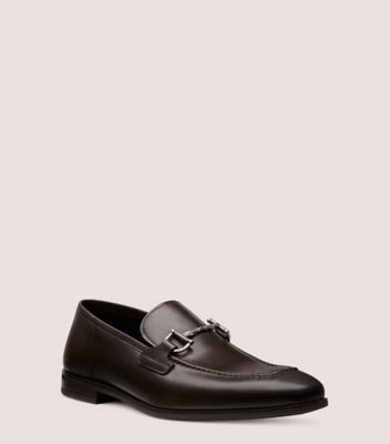 Stuart Weitzman,SIMON TWISTBIT LOAFER,Rubber,Leather,Loafer,Metal,Notched Embellishment,Padded Insole,Silver Metal,Work,Brown