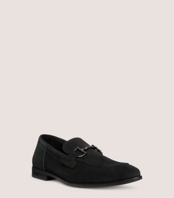 Stuart Weitzman,SIMON TWISTBIT LOAFER,Leather,Suede,Rubber,Loafer,Notched Embellishment,Metal,Padded Insole,Gunmetal,Busin...,Black,Side View