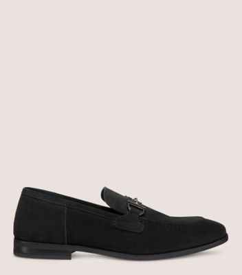 Stuart Weitzman,SIMON TWISTBIT LOAFER,Loafer,Suede,Black,Front View