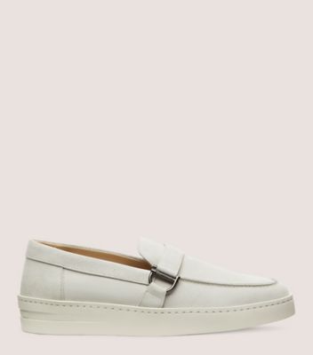 Stuart Weitzman,HAMPTONS BUCKLE LOAFER,Loafer,Suede,Ice,Front View